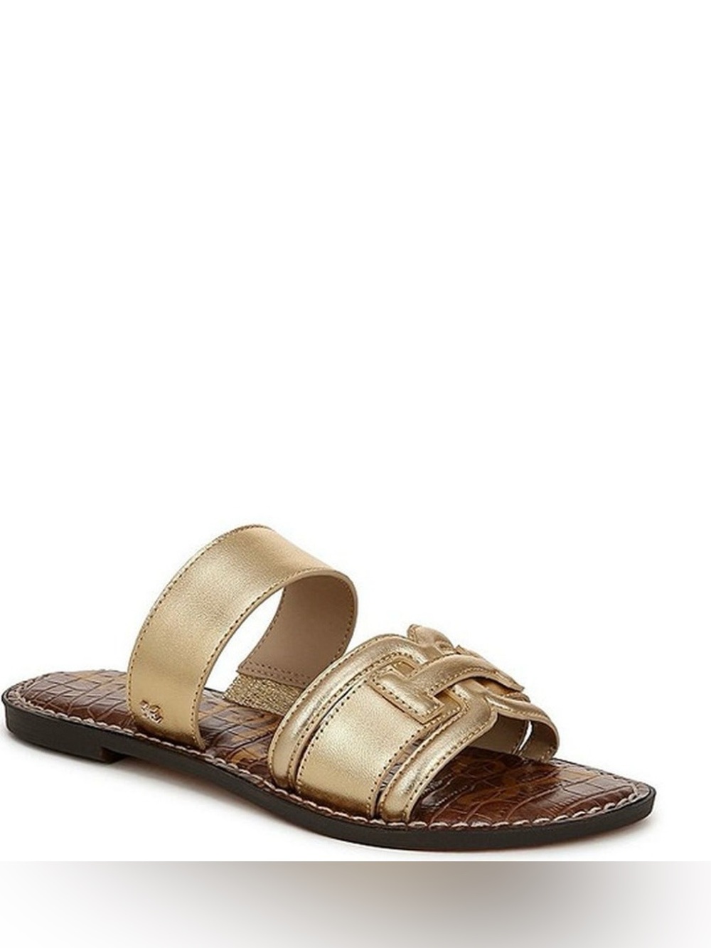 Sam Edelman Gabi Amber Gold Leather Logo Sandals Size 9.5 NEW